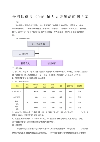 人力资源部薪酬方案
