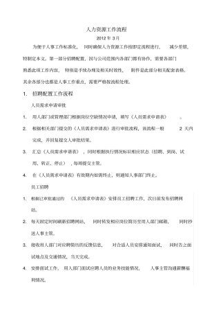 人力资源部门工作流程