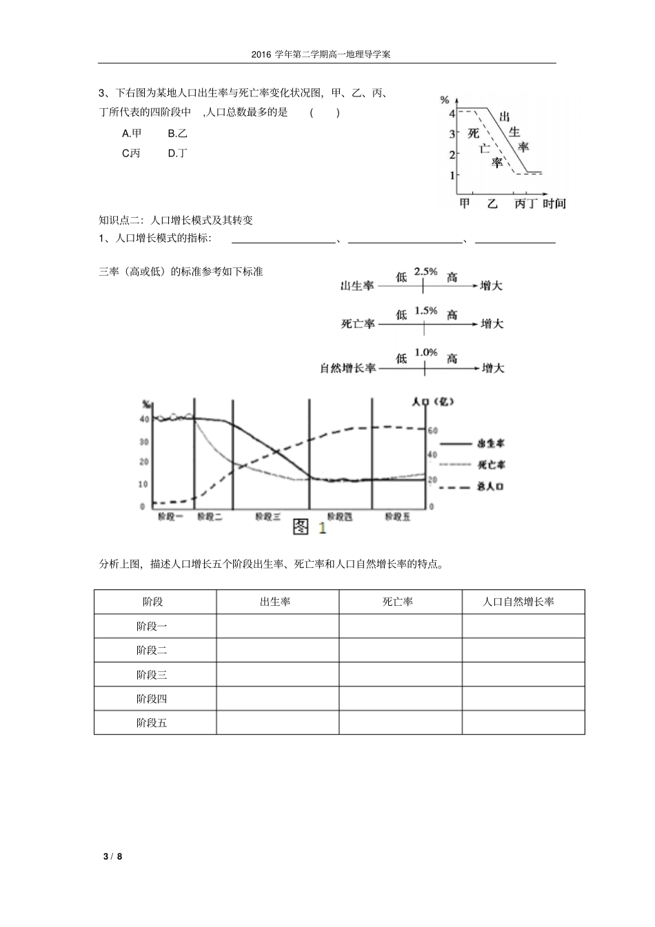 人口的数量变化导学案重点讲义资料_第3页