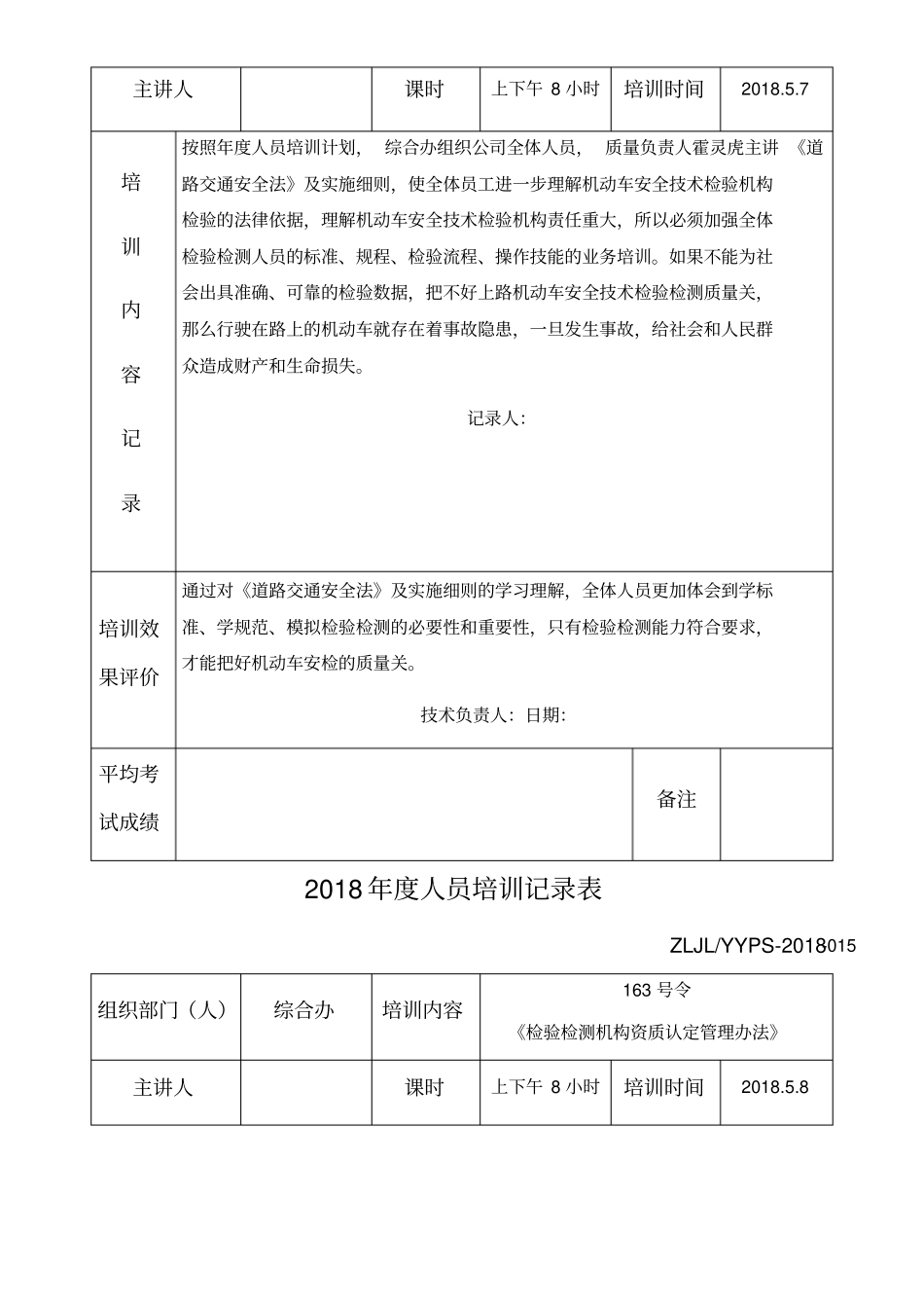 人员培训记录表_第2页