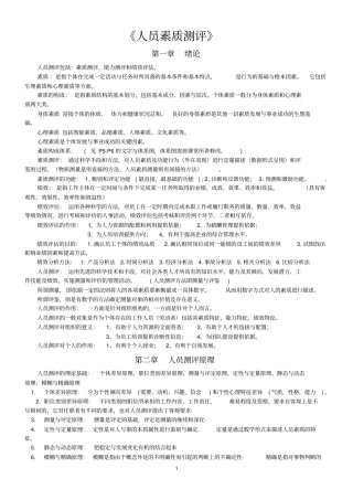 人员素质测评自测验试题点专业人力资源管理