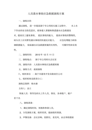 人员落水事故应急救援演练方案讲解