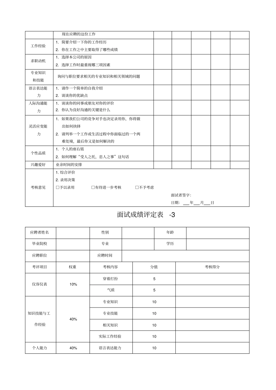 人员面试记录表_第3页