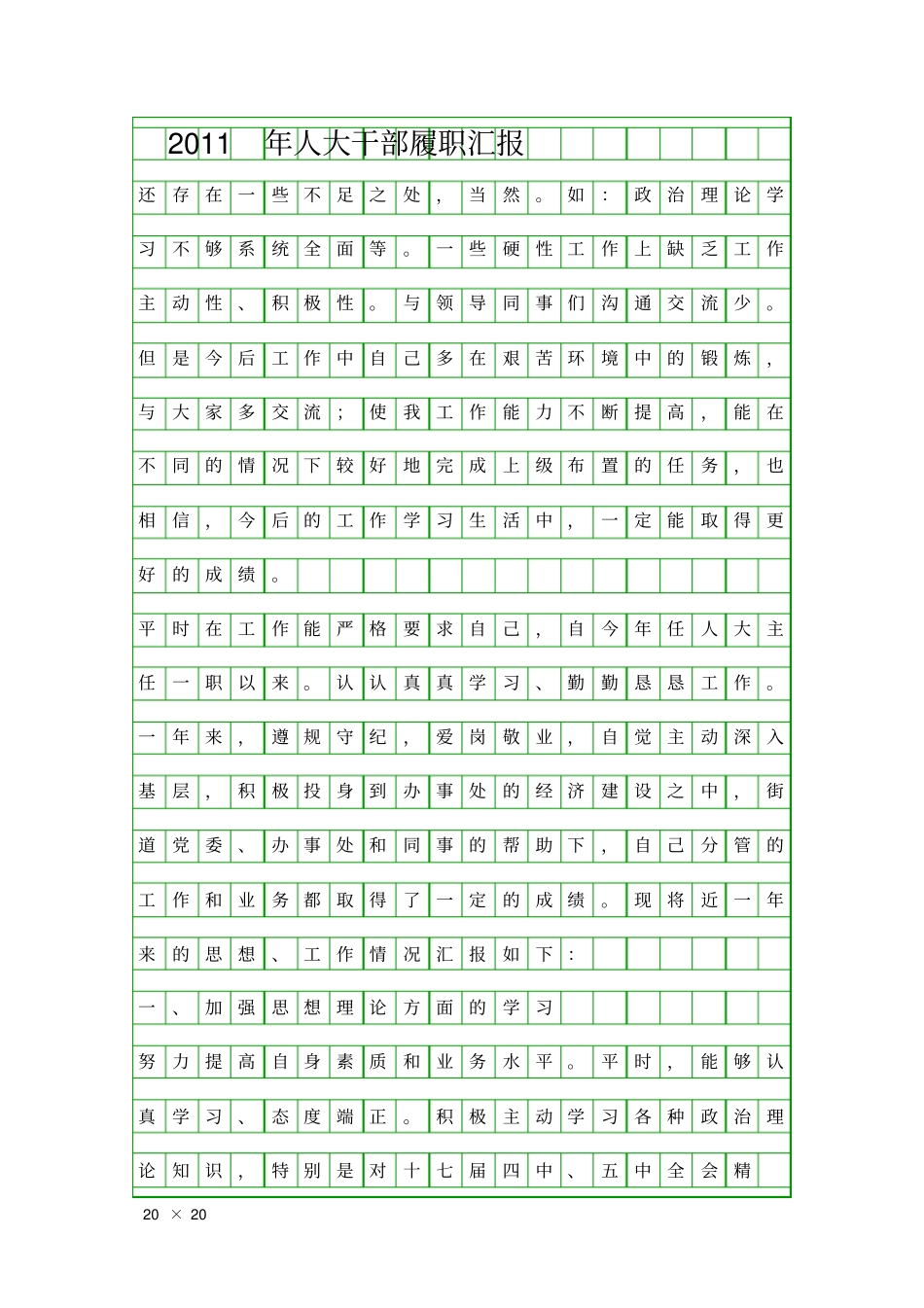 人大干部履职汇报精品工作报告_第1页