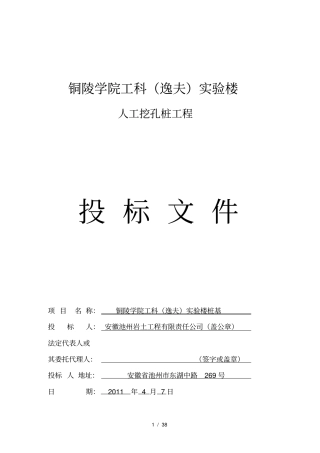 人工挖孔桩投标技术标