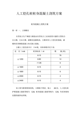人工挖孔桩桩身混凝土浇筑方案