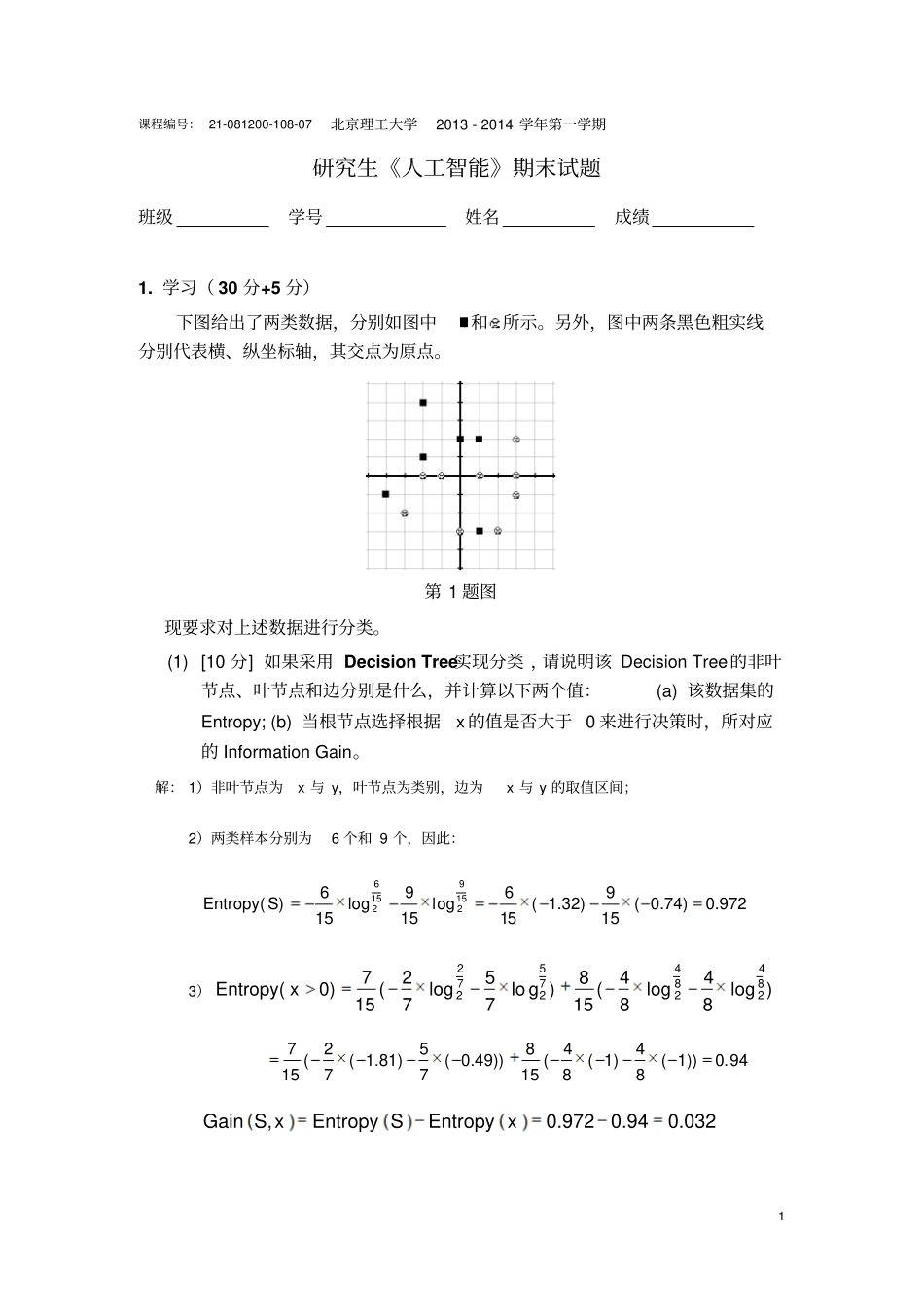 人工智能研究生2013年试题_标准答案讲解_第1页