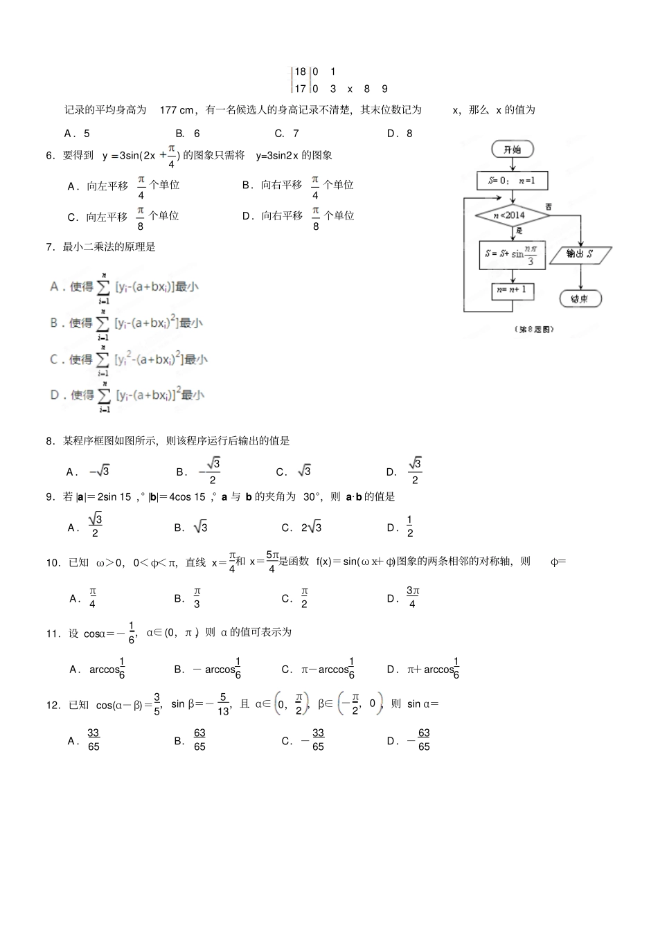 人教B版高中数学必修四高一下学期期末考试试题C卷_第2页