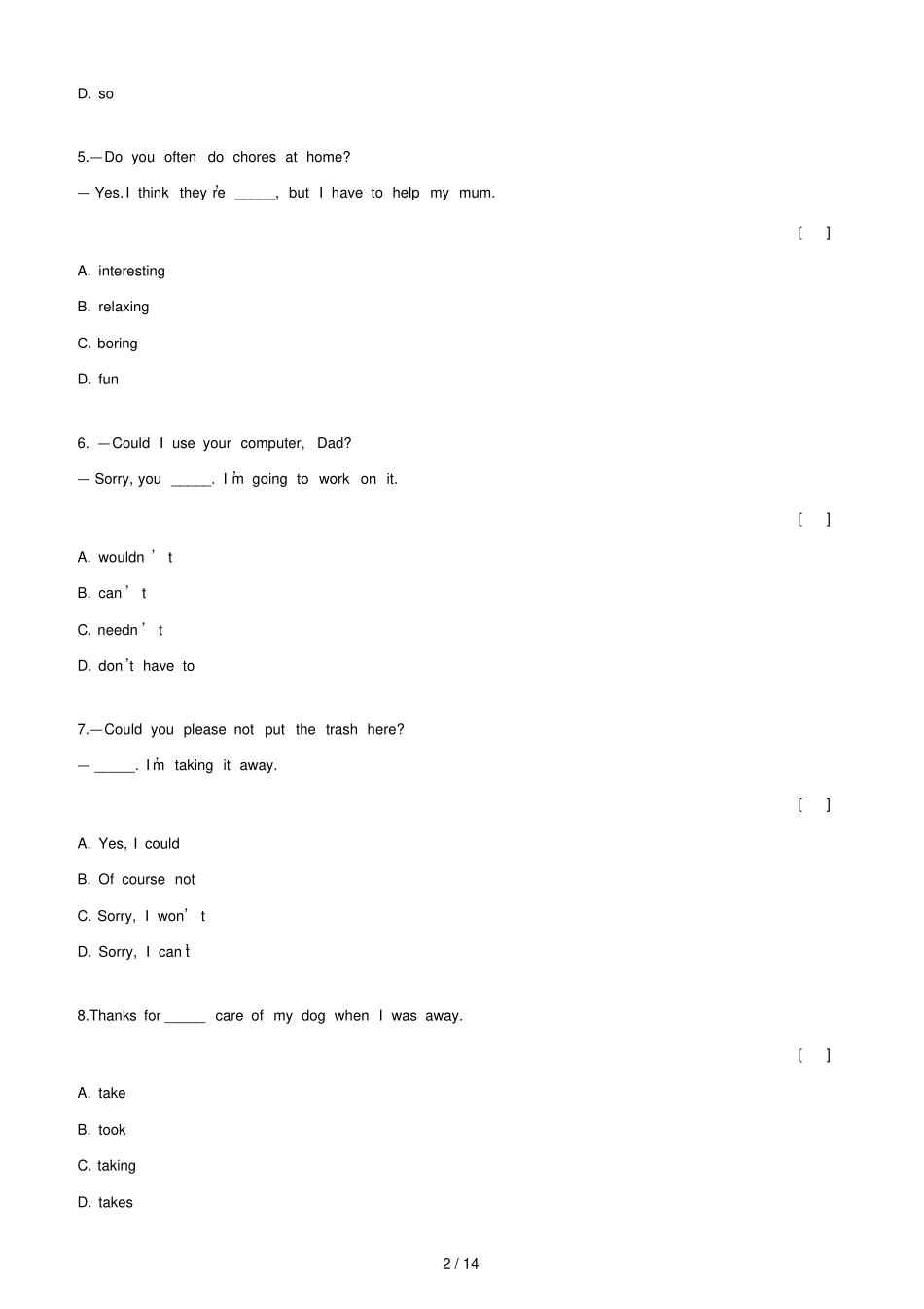 人教新目标五四制七级英语下册UnitCouldyoupleasecleanyourroom_第2页