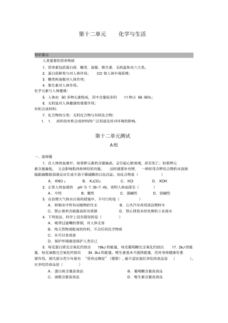 人教新课标化学九年级化学与生活教学设计