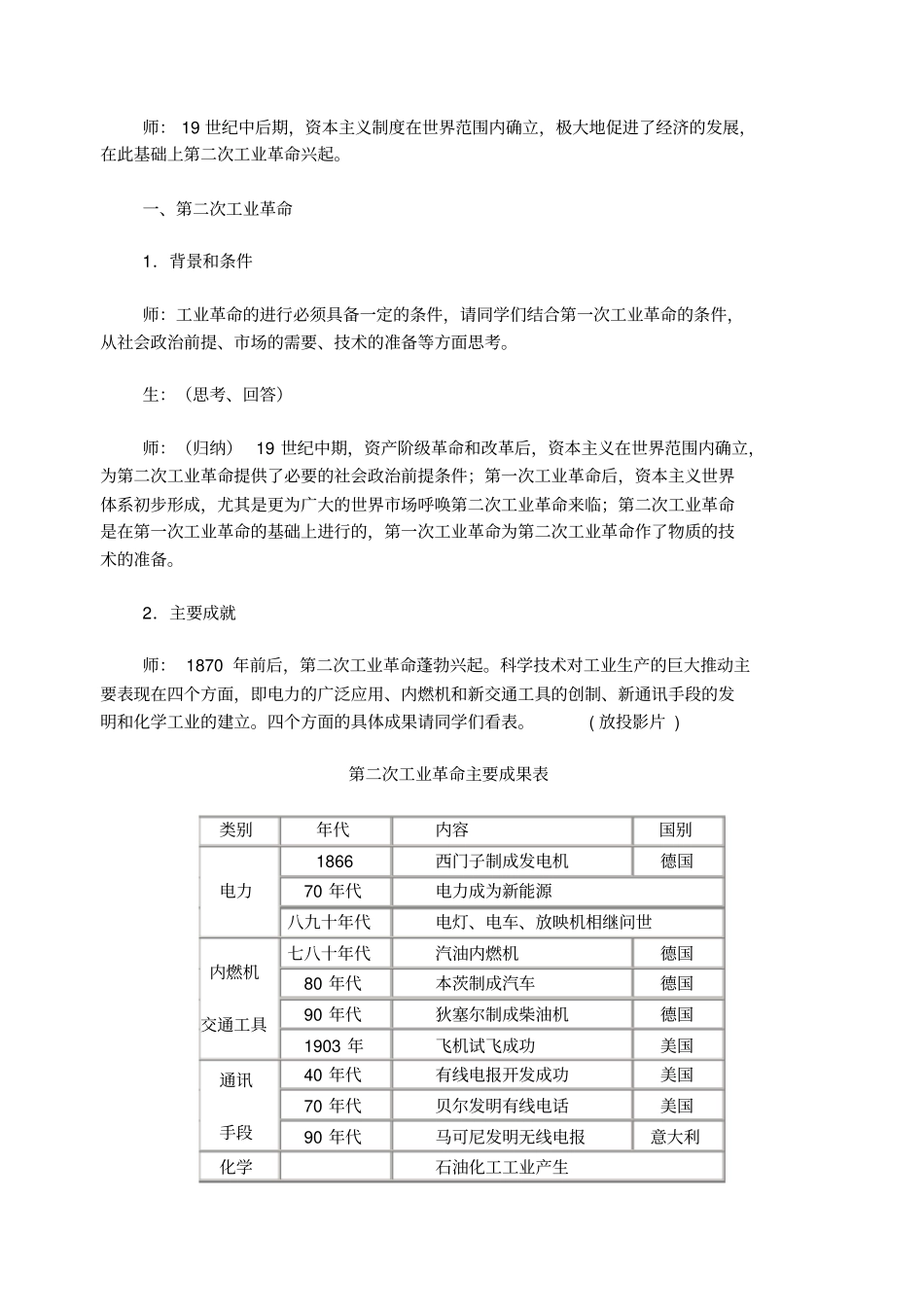 人教新课标历史高二年级垄断资本主义的形成教学设计_第2页