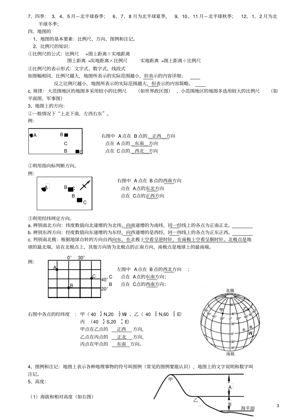 人教版-七年级地理上册复习提纲汇总_第3页