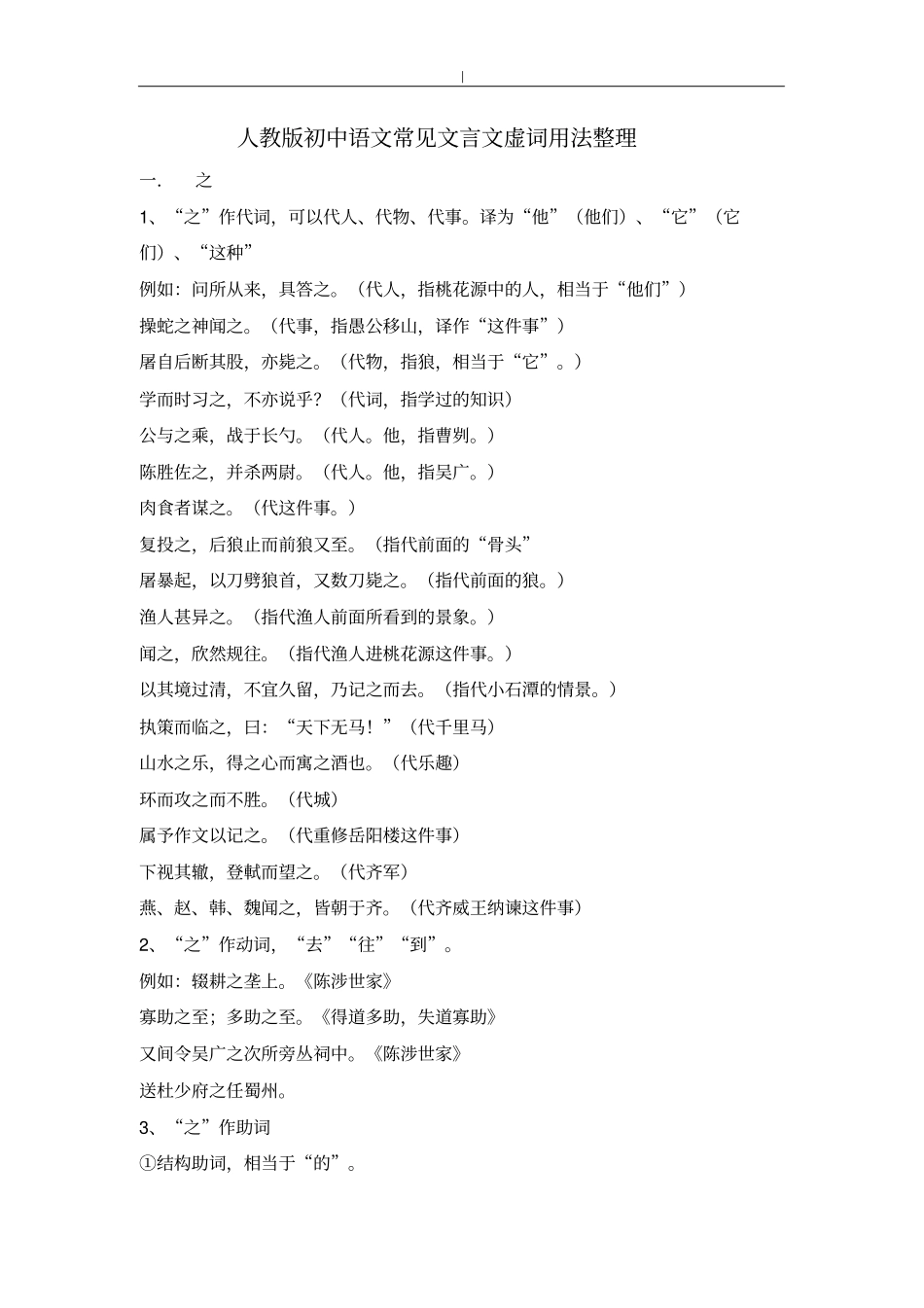 人教版-初中语文常见文言文虚词用法整理_第1页