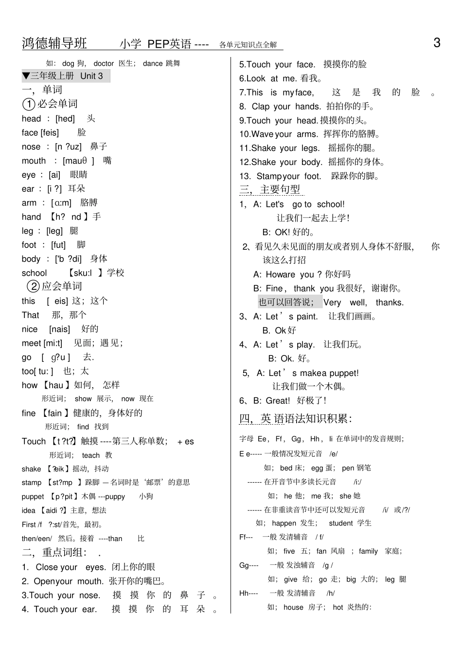 人教版PEP小学英语单词表带音标_第3页