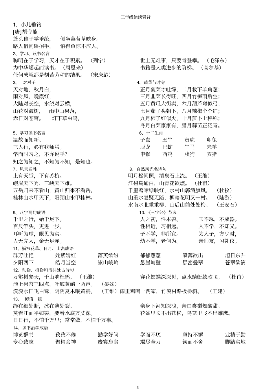 人教版一至六年级日积月累汇总_第3页