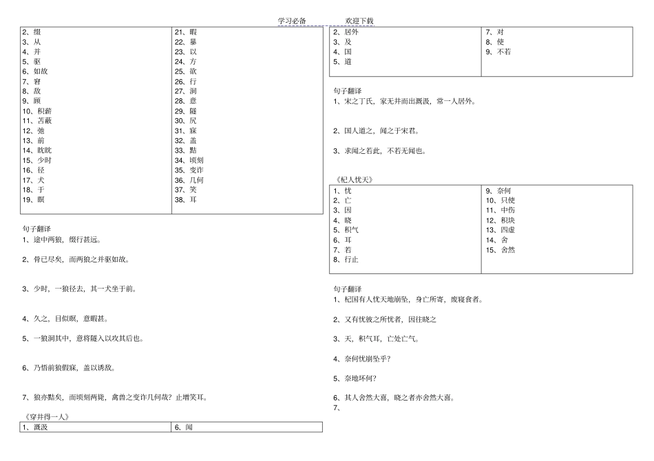 人教版七上课内文言文练习_第2页