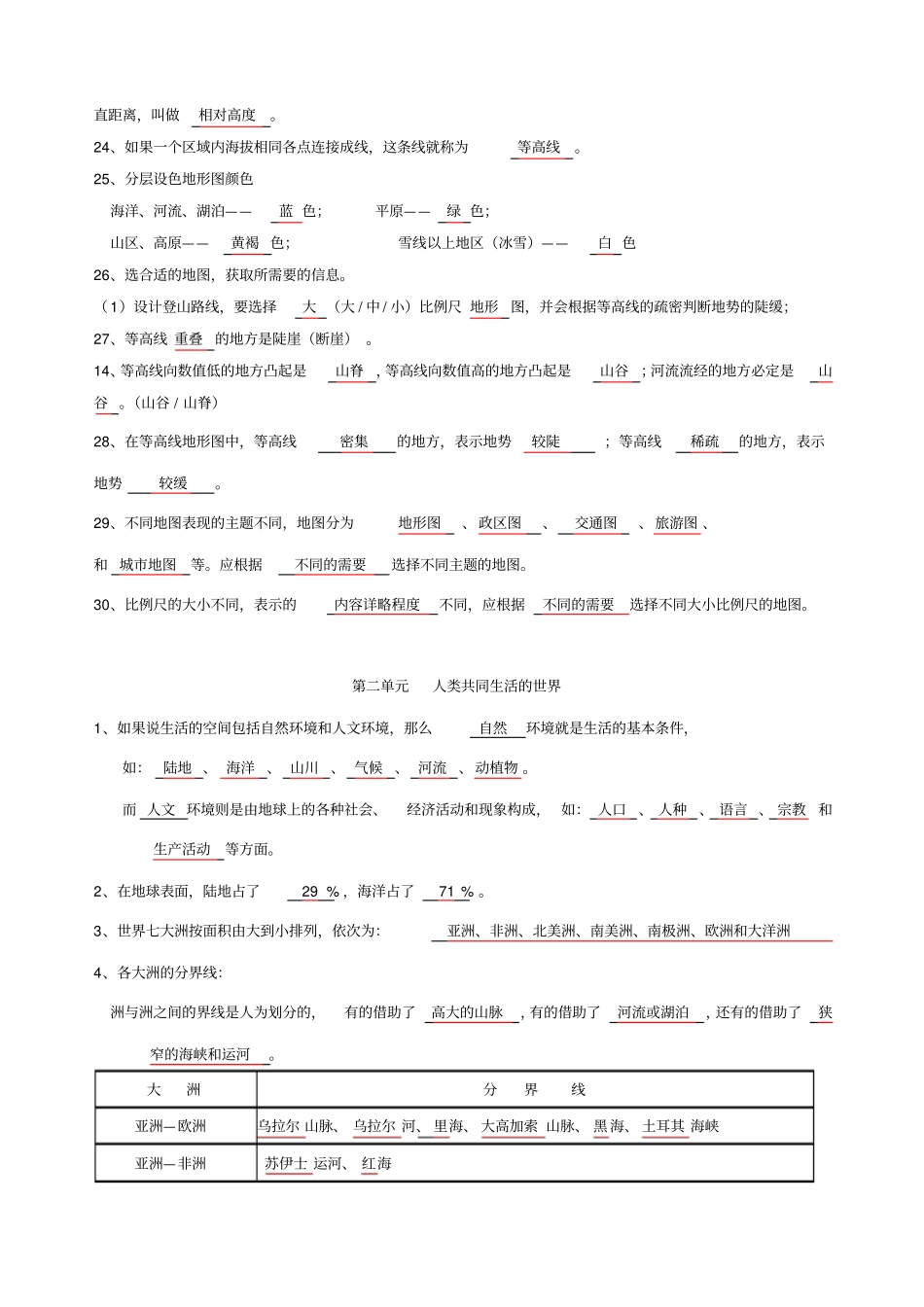 人教版七上历史与社会期中复习资料汇总_第3页