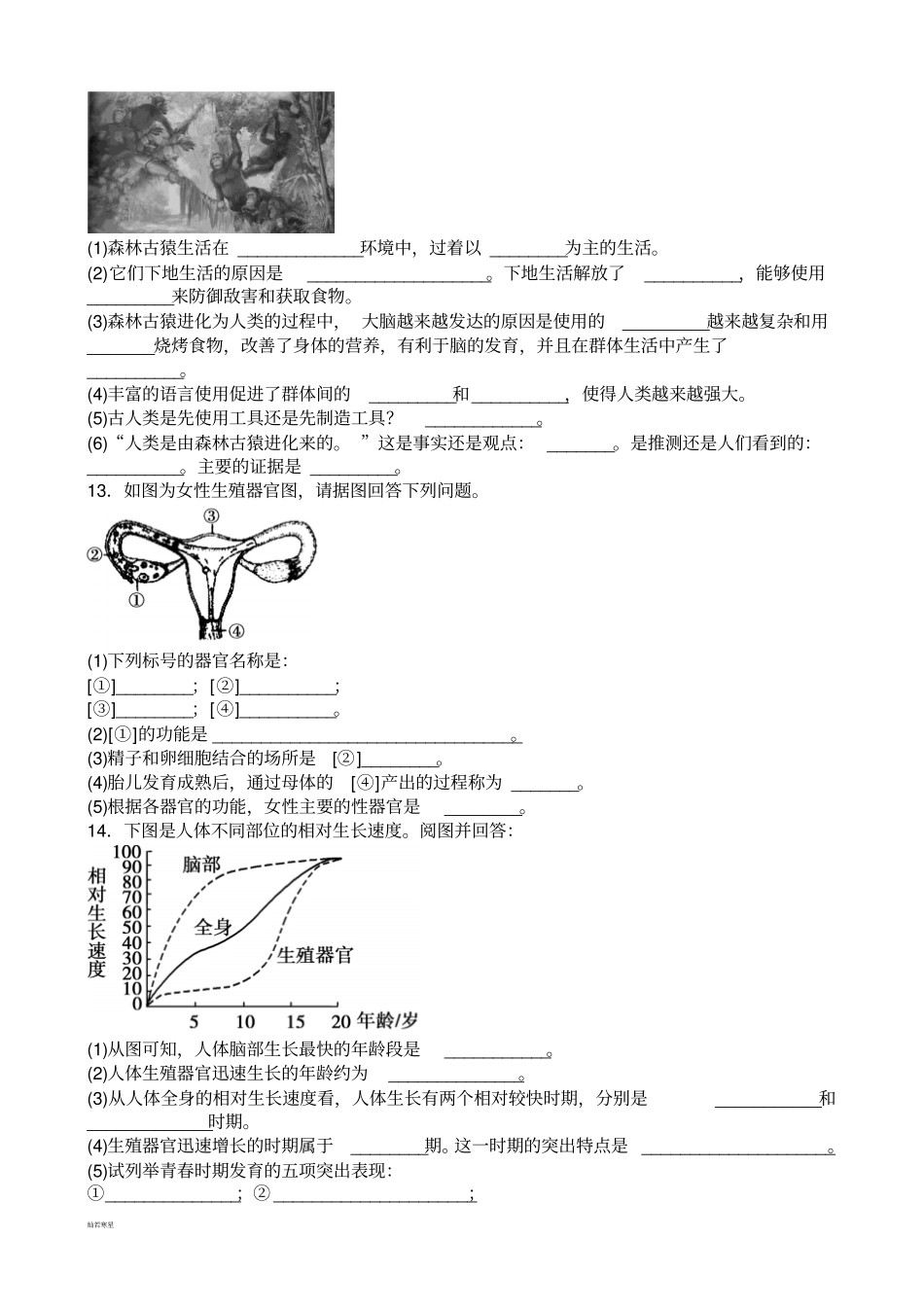人教版七下生物-综合测试题_第3页