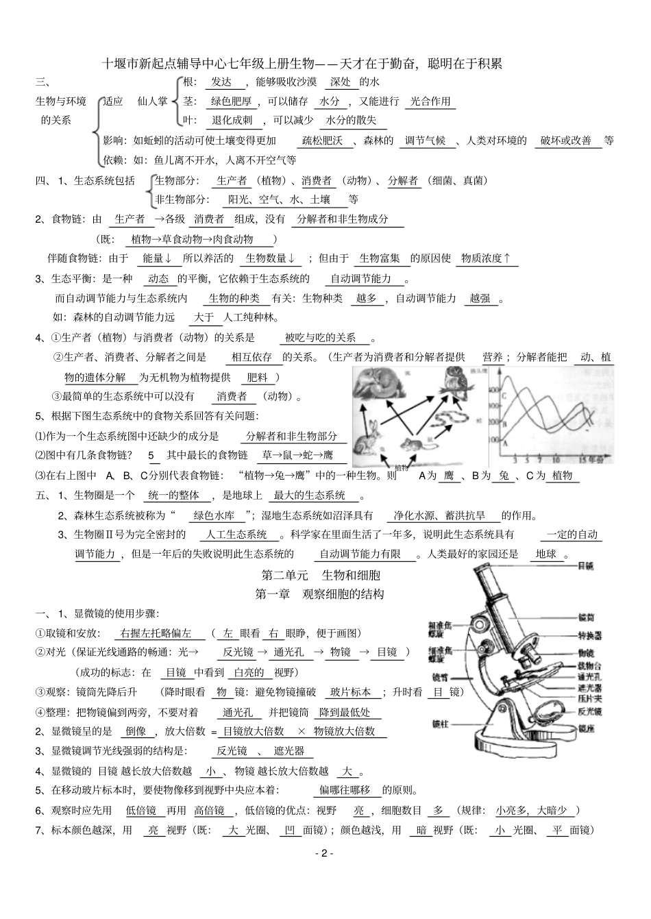 人教版七年级上册生物知识点归纳_第2页