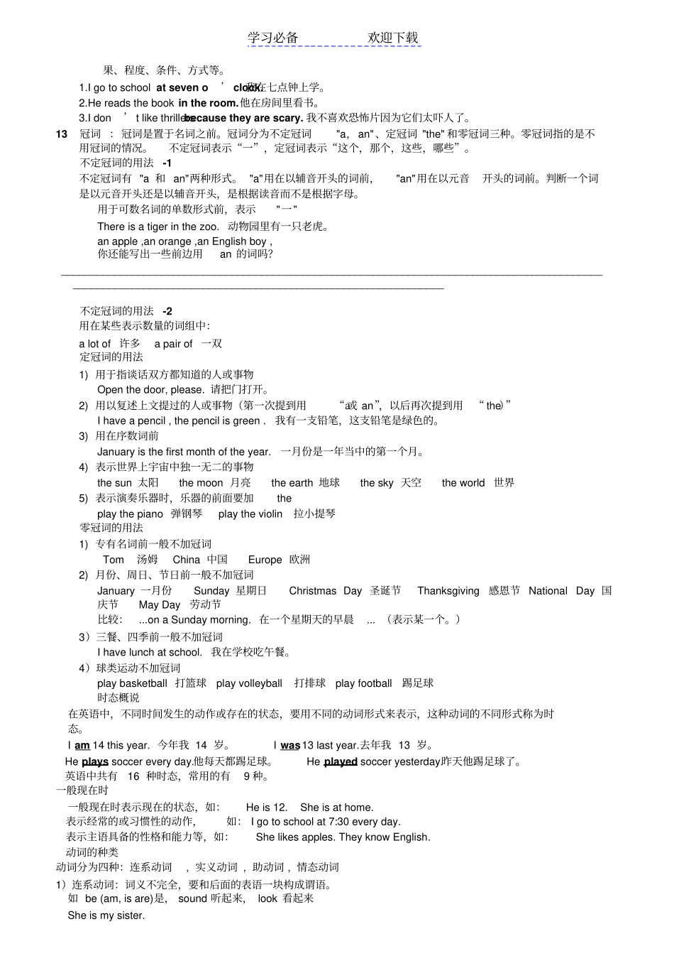 人教版七年级上册英语语法知识及习题_第2页