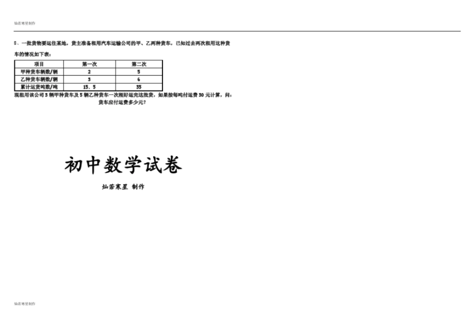人教版七年级下册数学培优试题：二元一次方程组_第3页