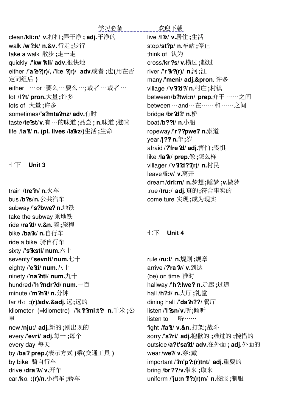 人教版七年级下册英语单词带音标_第2页