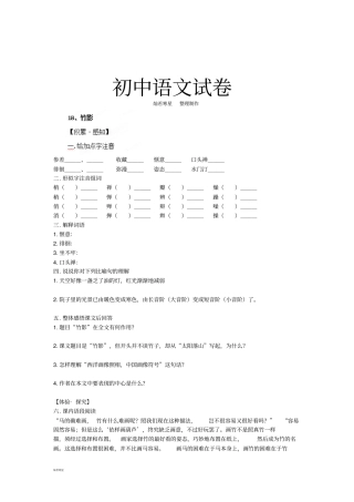 人教版七年级下册语文同步练习题：18、竹影