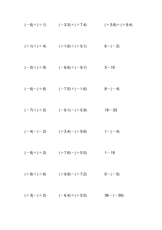 人教版七年级数学上册有理数加减法计算题_1098