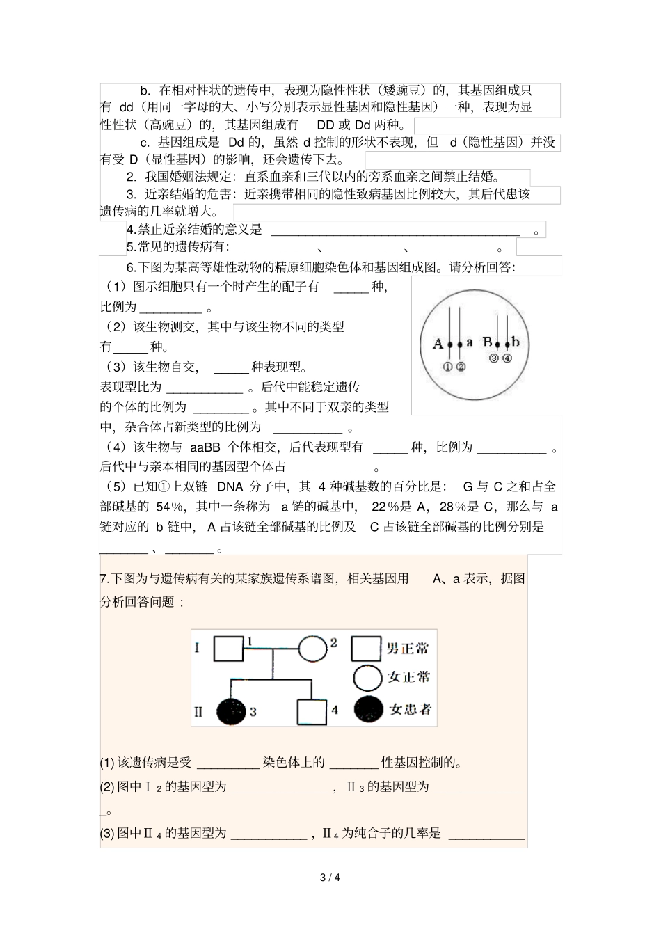 人教版下期生物的遗传和变异知识点_第3页