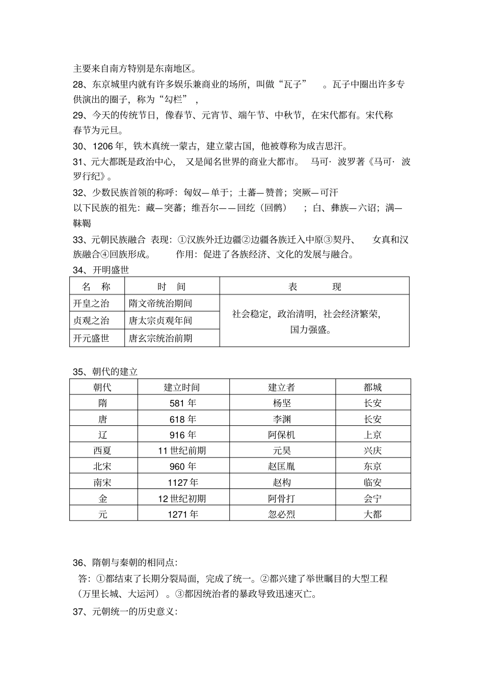 人教版中国历史七年级下册期中复习题库_第3页