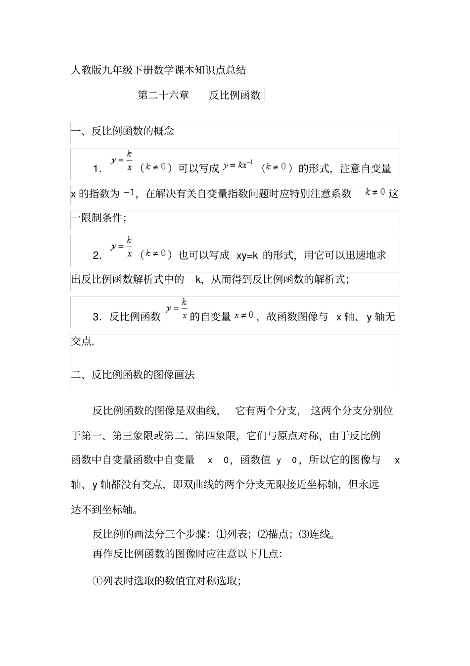 人教版九年级下册数学课本知识点总结_第1页