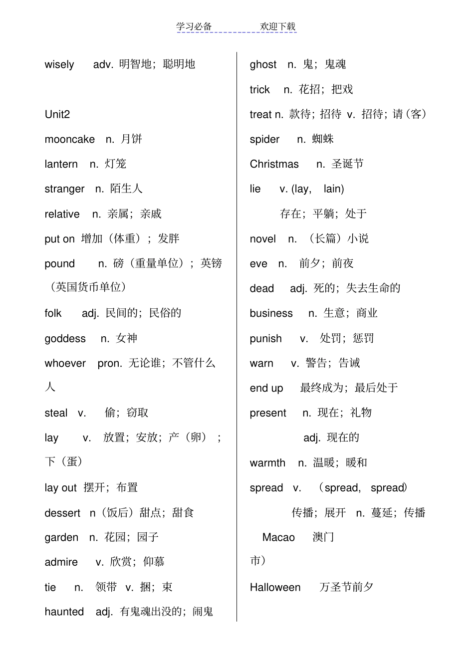 人教版九年级全册英语单词表_第2页