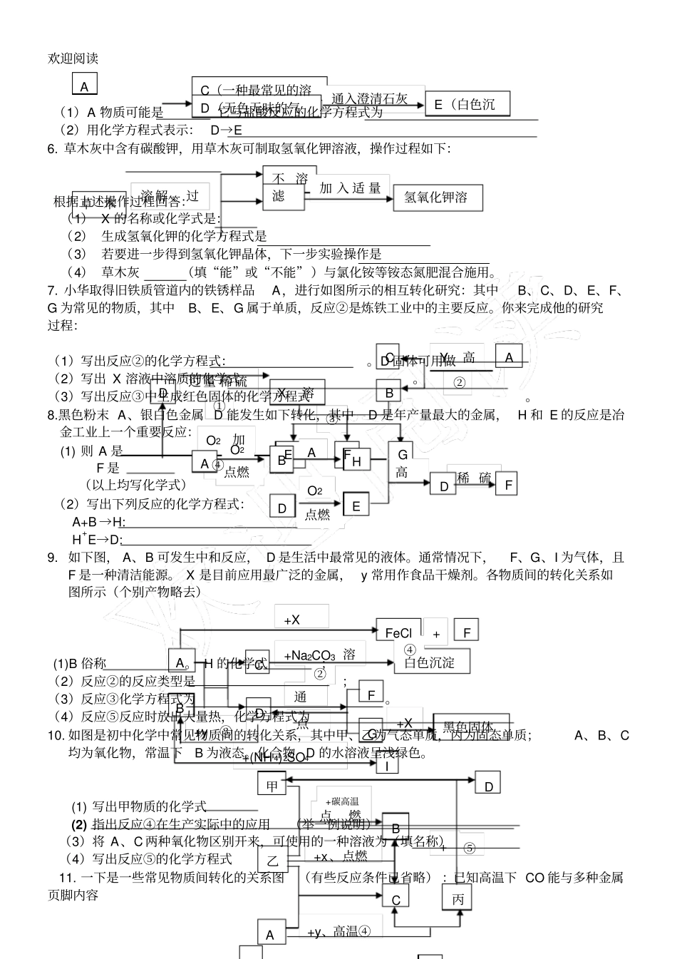 人教版九年级初三化学推断习题集_第2页