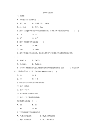 人教版九年级化学上册化学式与化合价练习题