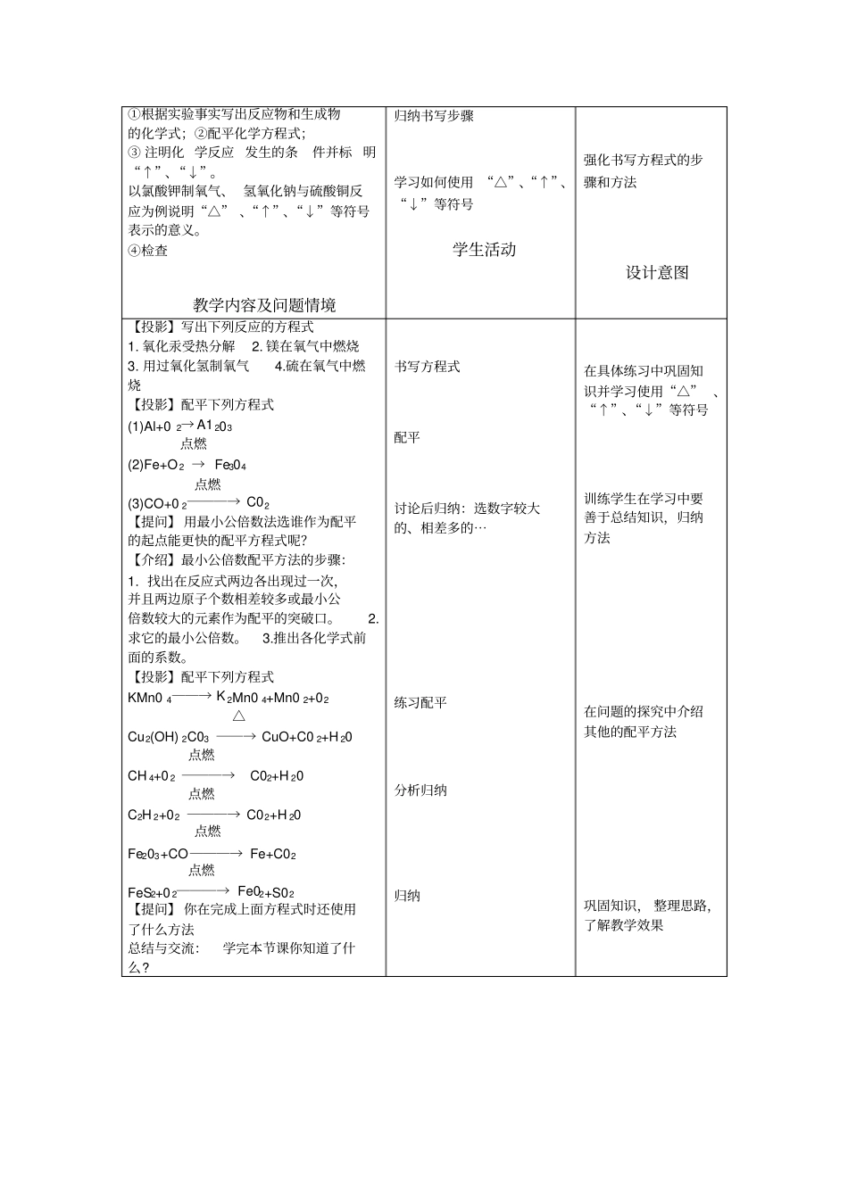 人教版九年级化学上册如何正确书写化学方程式教学设计_第3页