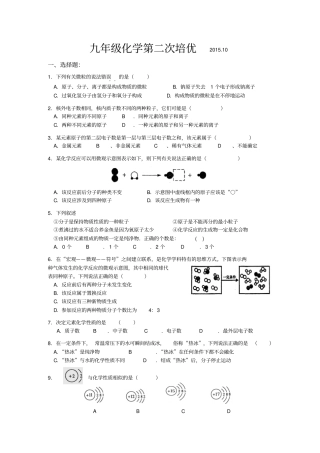 人教版九年级化学上册第二次培优10