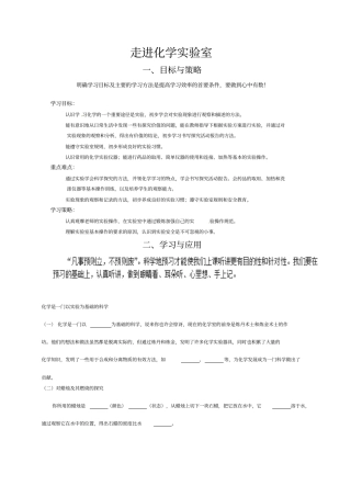 人教版九年级化学上册走进化学试验室导学案