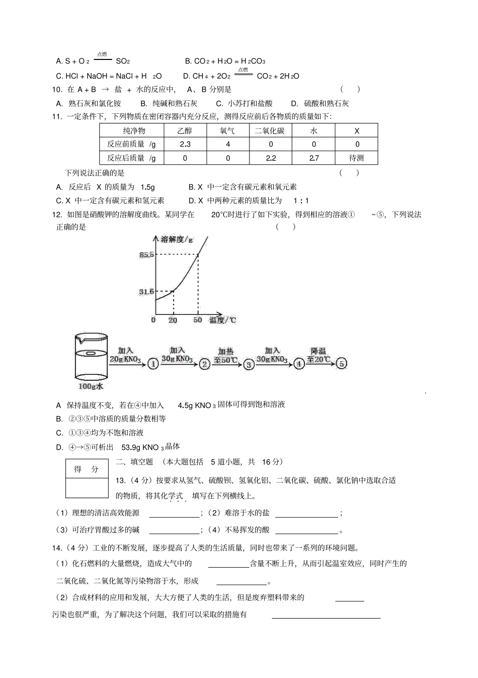 人教版九年级化学下册模拟试卷试卷B卷_第2页