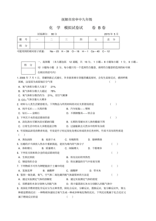 人教版九年级化学下册模拟试卷试卷B卷