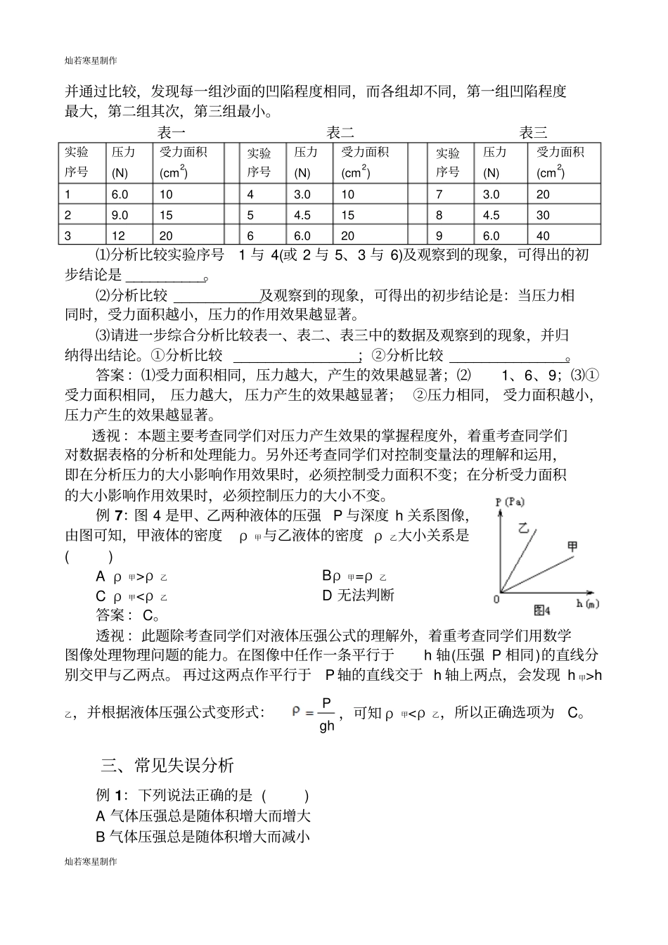 人教版九年级物理压强和浮力专题复习_第3页