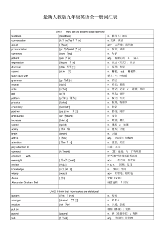 人教版九年级英语全一册词汇表中英对照版