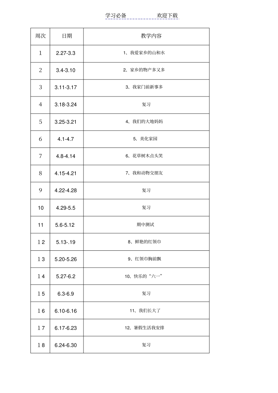 人教版二年级品德与生活下册教学计划_第3页
