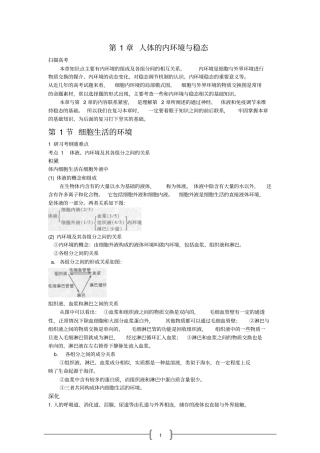 人教版人体的内环境及稳态考点复习