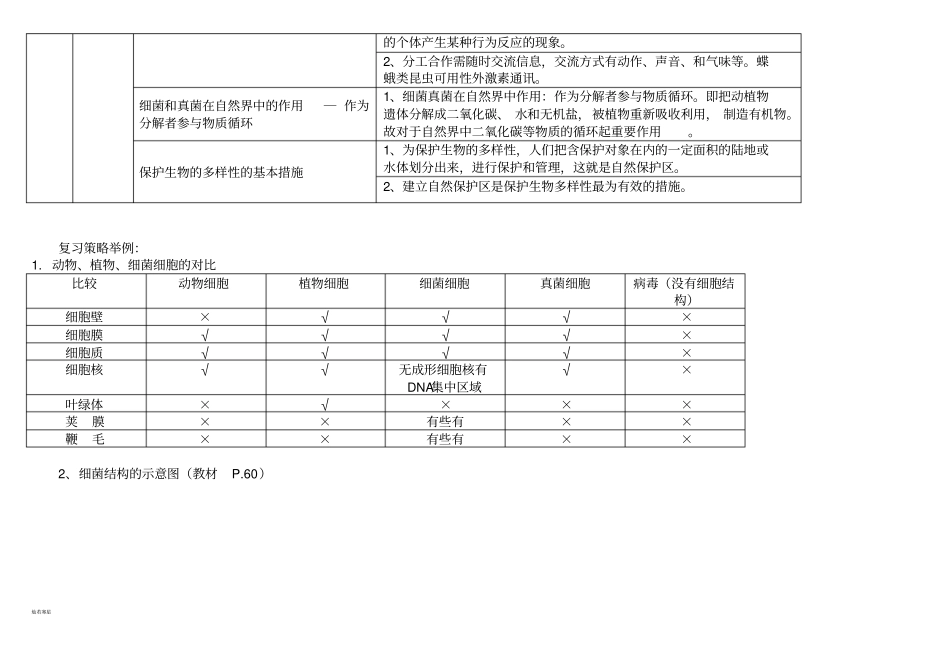 人教版八上生物生物八年级上册和普通高中课程标准生物必修教材知识的衔接_第3页
