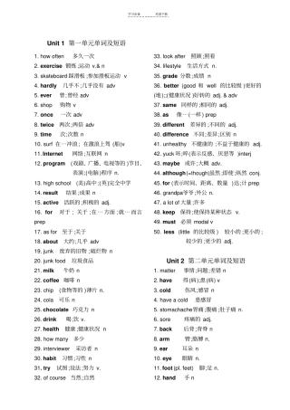 人教版八年级上学期英语单词