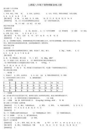 人教版八年级下册物理配套练习册