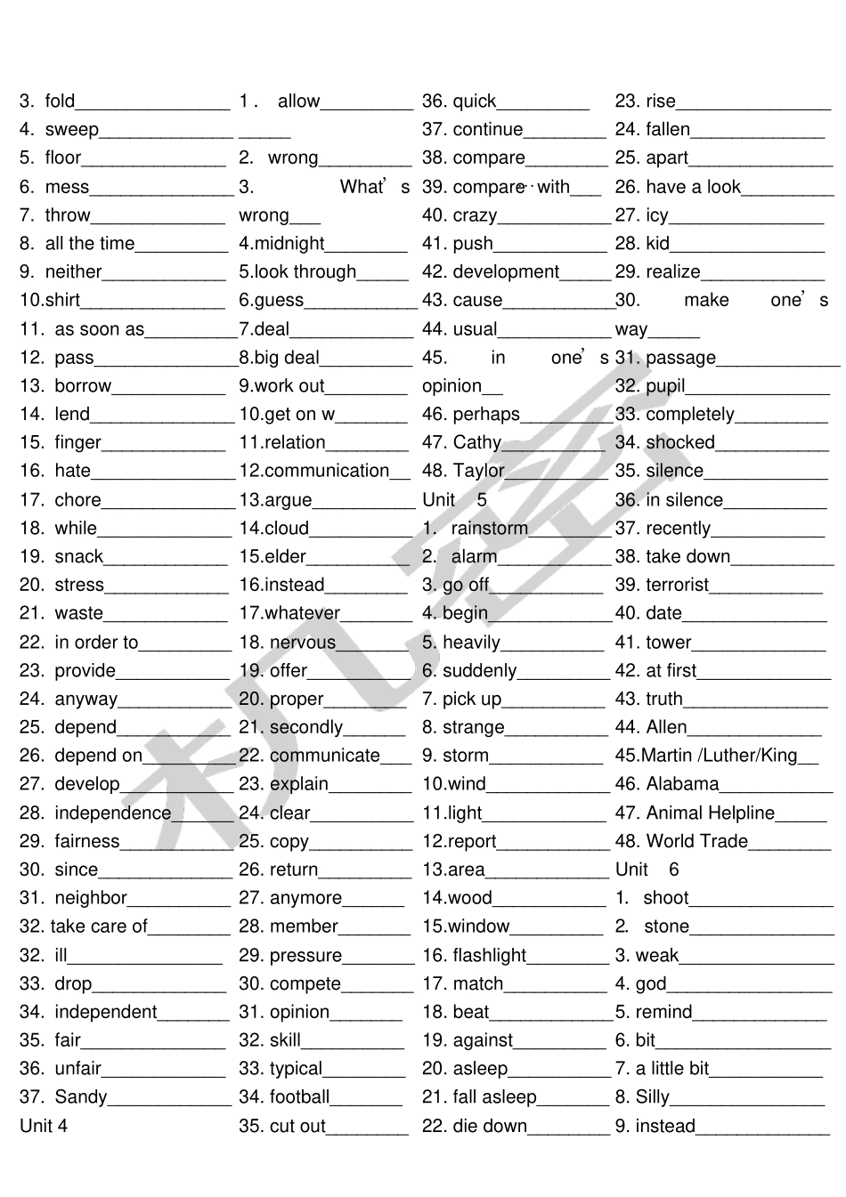 人教版八年级下册英语单词表默写版英译汉_第2页