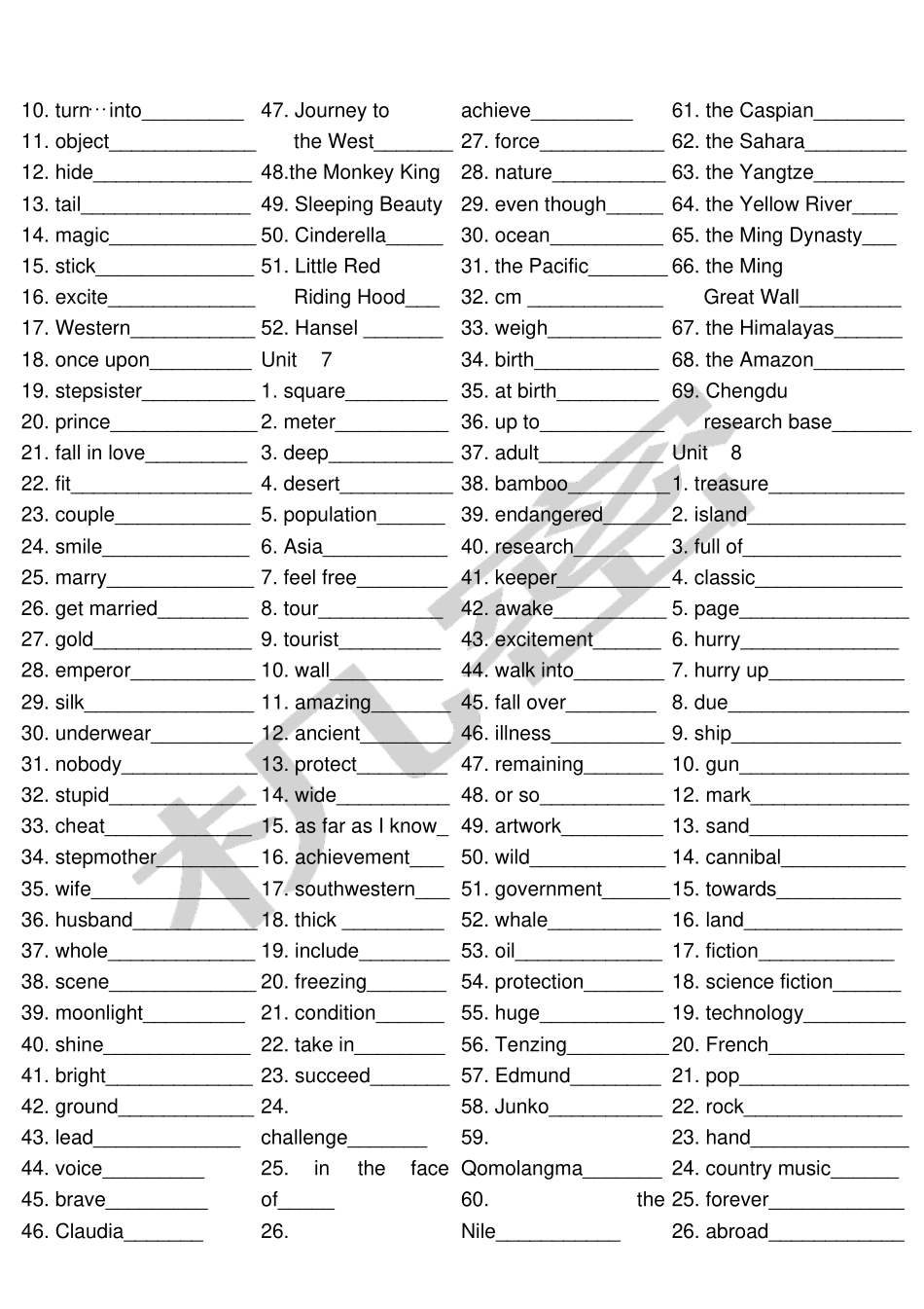 人教版八年级下册英语单词表默写版英译汉_第3页