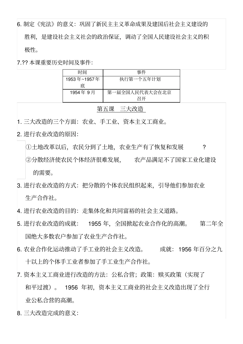 人教版八年级历史下册知识点全套_第2页