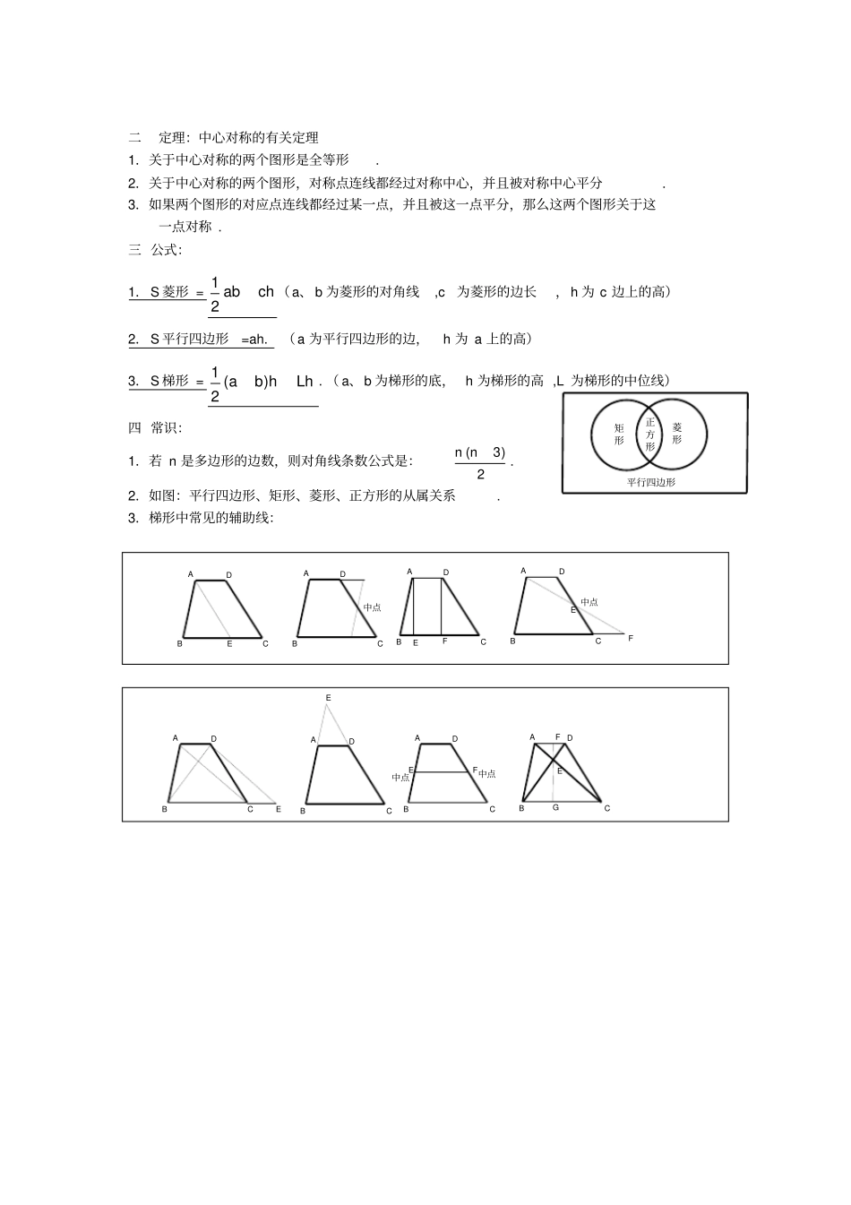 人教版八年级四边形知识点归纳-很实用_第3页